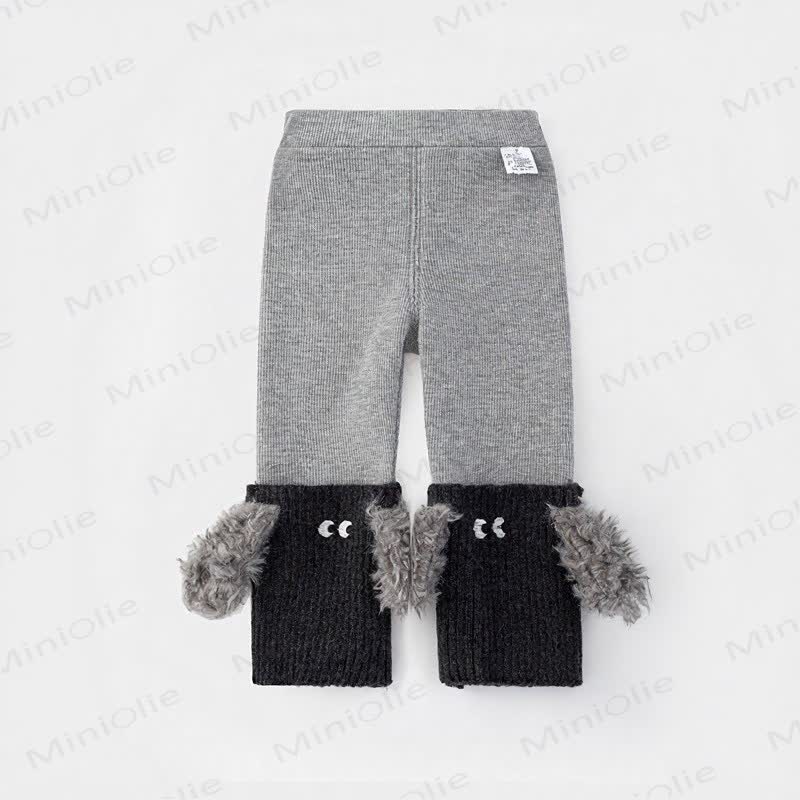 Leggings a coste per neonati con polsino a forma di mostro - Grigio - 3-4 anni - image 1