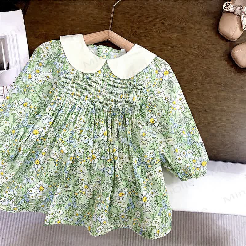 Vestitino a fiori o maglione bianco per bambina - Verde - 8-9T - image 3