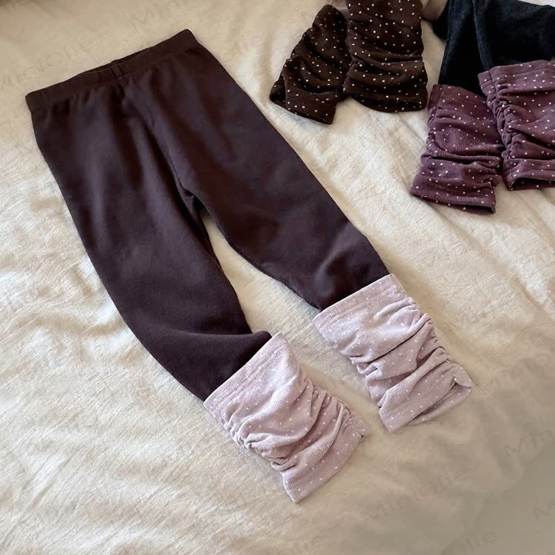 Leggings a pois con orlo a balze per bambina - Viola - 4-5T - image 4