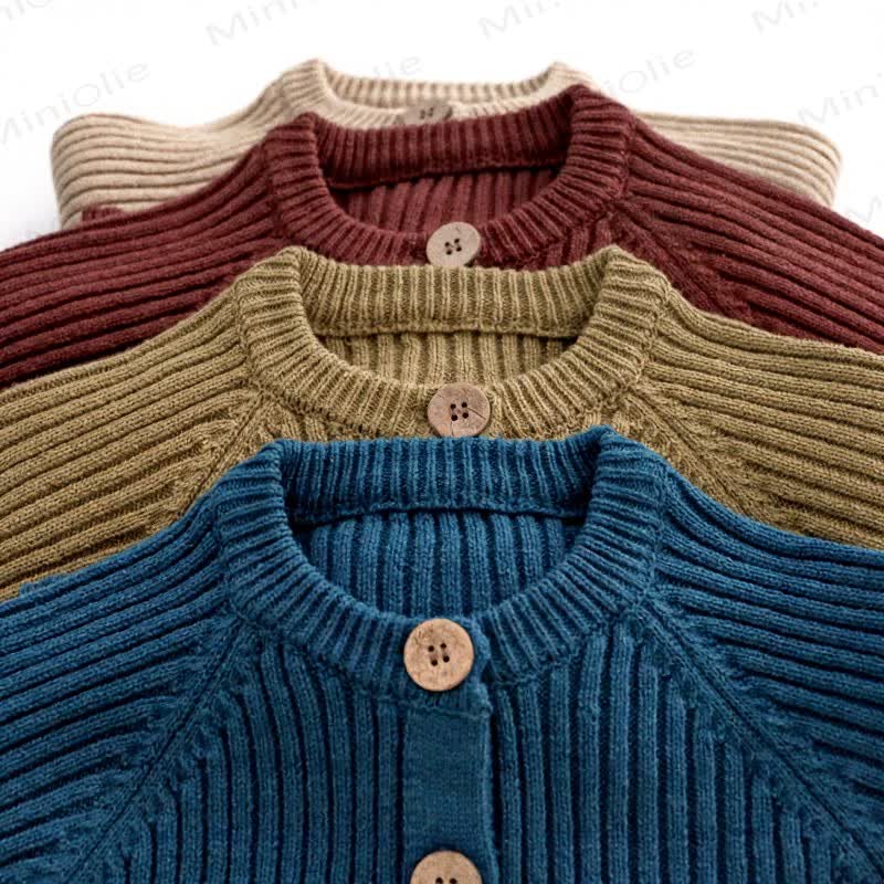Cardigan maglione in maglia con bottoni per neonati e bambini piccoli - image 7