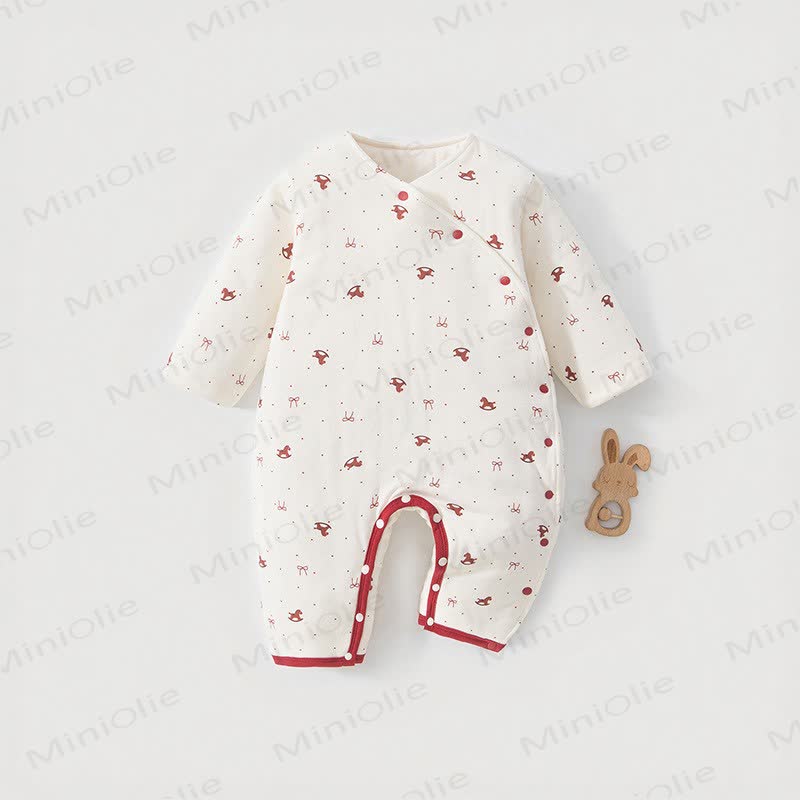 Tutina invernale trapuntata a fiori per neonati - Beige - 18-24 mesi - image 1