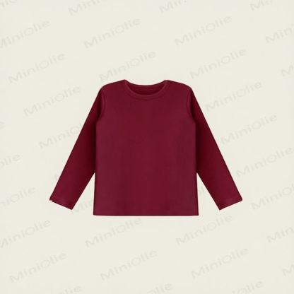Maglietta a maniche lunghe in cotone tinta unita per bambini piccoli - Rosso Angora - 12-13T - image 24