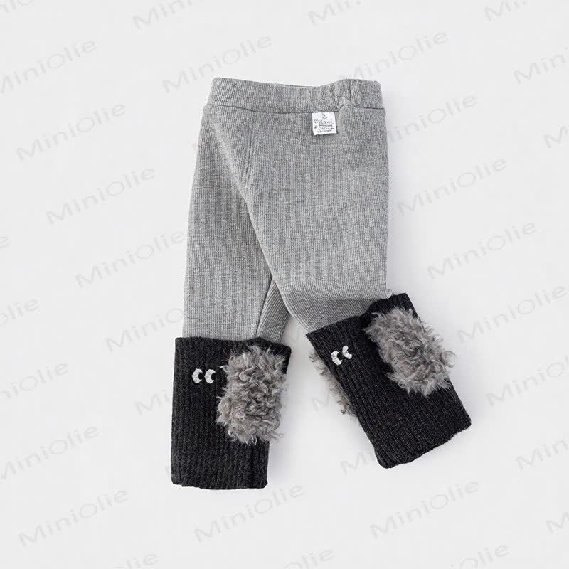 Leggings a coste per neonati con polsino a forma di mostro - image 2