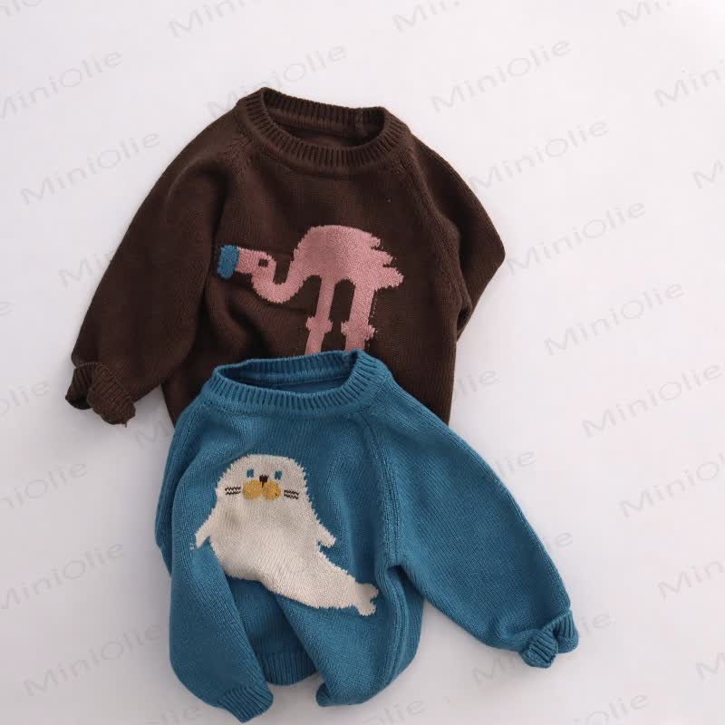 Maglione girocollo per bambini con stampa animalier - image 1