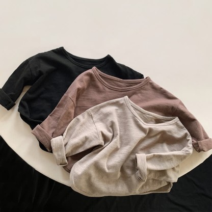 Maglietta larga tinta unita per bambini piccoli - image 5