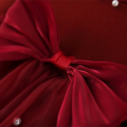 Vestito in rete con fiocco e perline per bambina - image 7