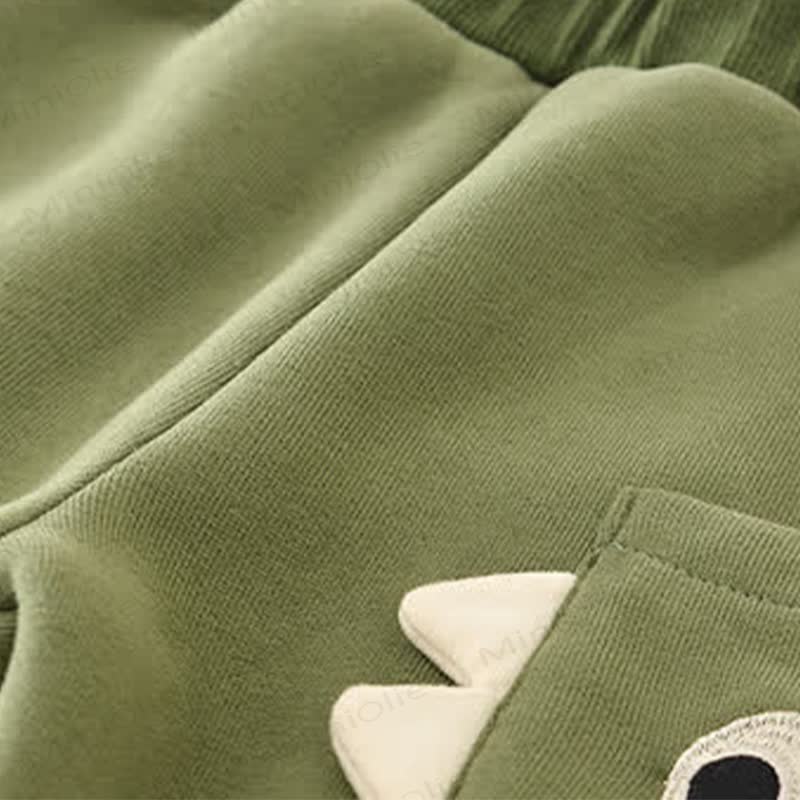 Top e pantaloni a righe verdi per bambini con dinosauro - image 14
