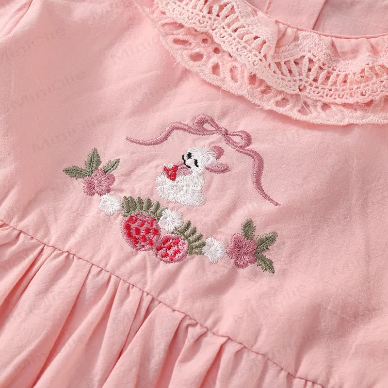 Vestito dolce con fiocco di fragole e coniglietto per bambini - image 8