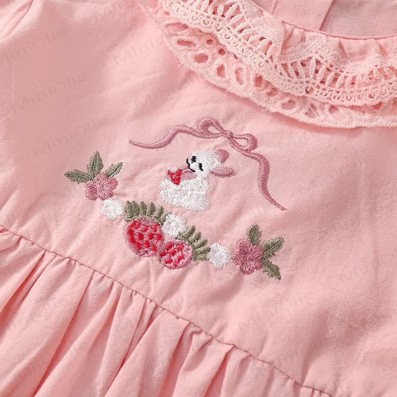 Vestito dolce con fiocco di fragole e coniglietto per bambini - image 8