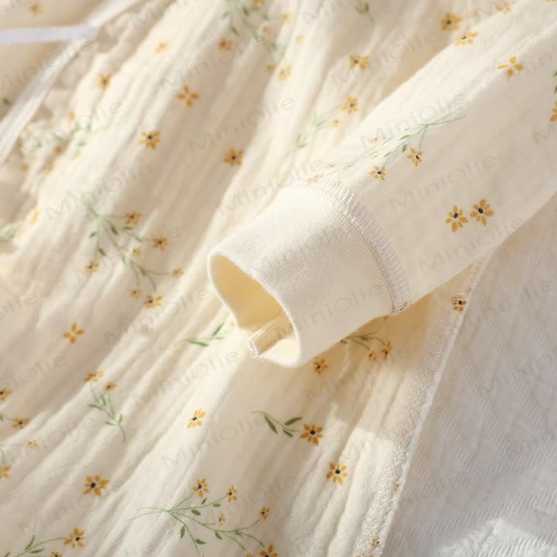 Tutina kimono beige con motivo orchidea e margherita per bambina - image 7