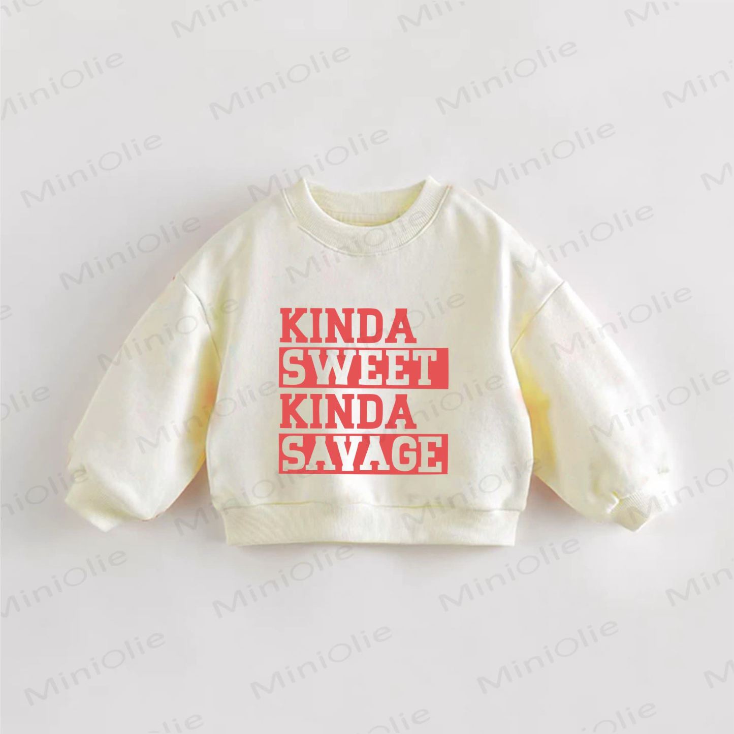 Felpa con slogan per bambine "KINDA SWEET KINDA SAVAGE" - Crema - 3-5T - image 1