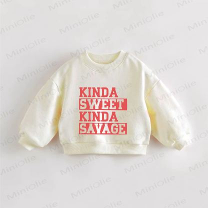 Felpa con slogan per bambine "KINDA SWEET KINDA SAVAGE" - Crema - 3-5T - image 1
