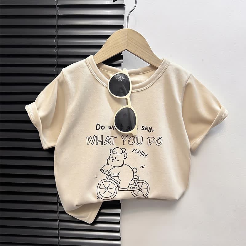 T-shirt a maniche corte per bambini con stampa a cartoni animati. - Auto beige - 4-5T - image 8
