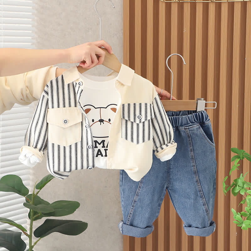 Completo in denim 3 pezzi per bambini con orsetto HUMAN MADE - Nero - 3-5T - image 4