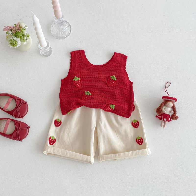 Canotta/pantaloncini in maglia a forma di fragola per neonati - image 17