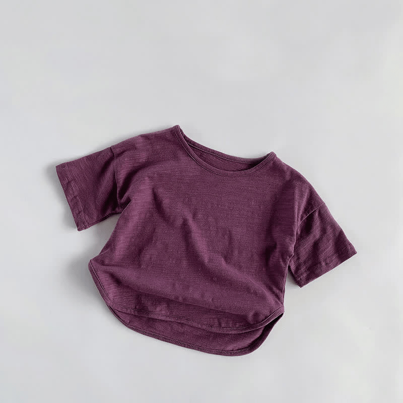 Maglietta retrò tinta unita per bambini piccoli - Viola - 7-9T - image 3