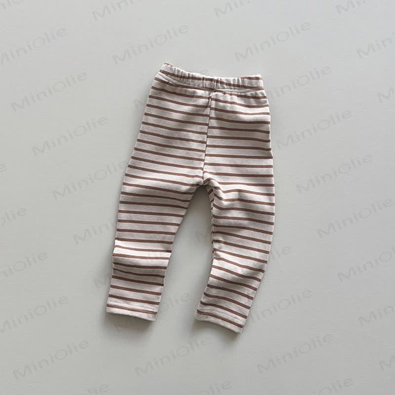 Leggings a coste/a righe per neonati e bambini piccoli - Strisce color kaki - 6-7T - image 8