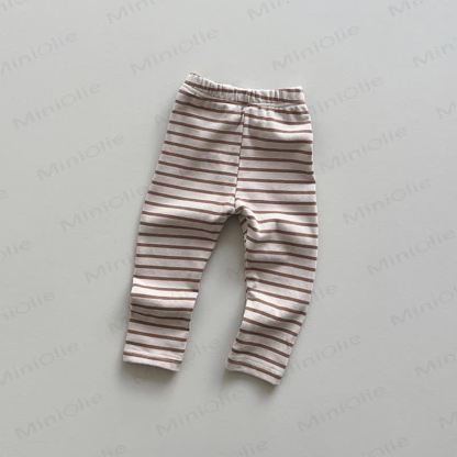 Leggings a coste/a righe per neonati e bambini piccoli - Strisce color kaki - 6-7T - image 8