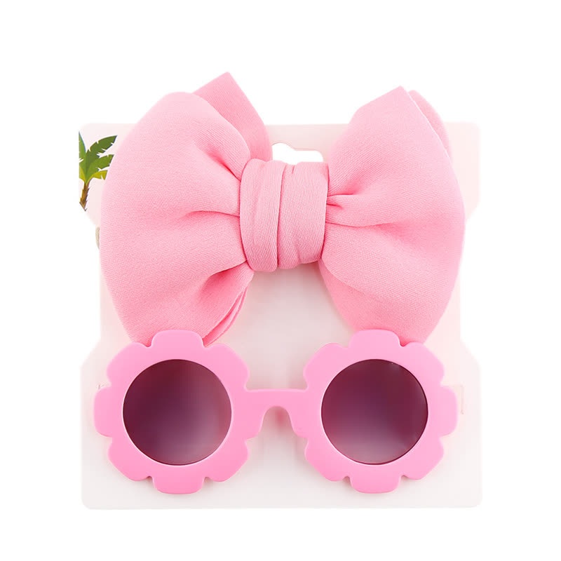 Set di occhiali da sole e fascia con fiocco per bambini - Rosa - image 8