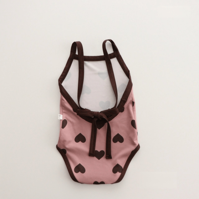 Costume da bagno con bretelle e schiena scoperta per neonati Love con cappello - Rosa - 2-3T - image 3