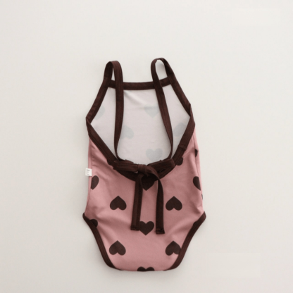 Costume da bagno con bretelle e schiena scoperta per neonati Love con cappello - Rosa - 2-3T - image 3