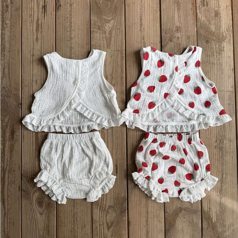 Completo 2 pezzi senza maniche a forma di fragola per neonati e bambini - image 2