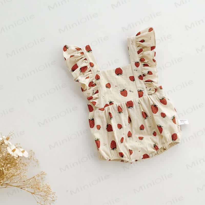 Body vintage con volant alla fragola per neonati - image 4