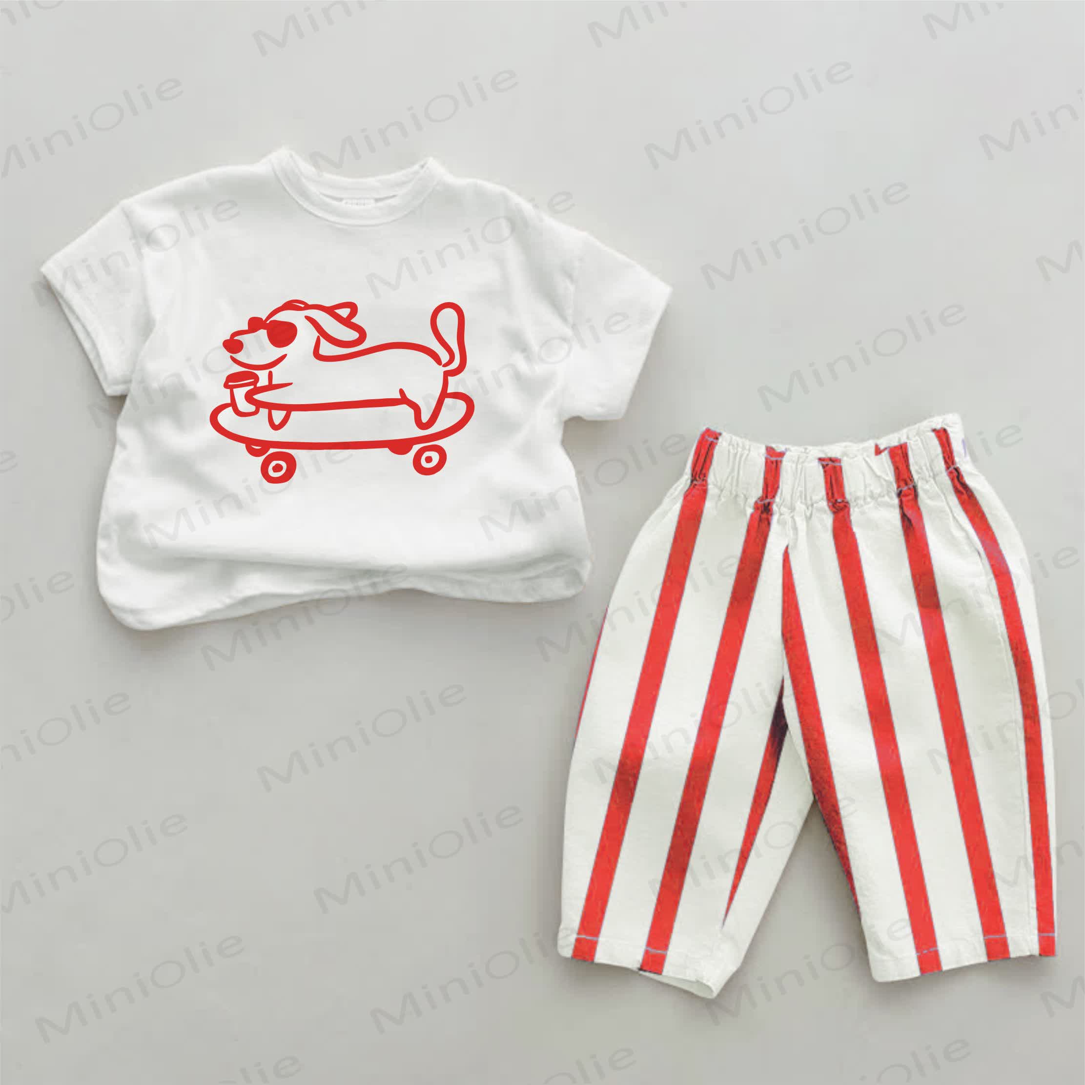 Occhiali da sole per bambini con motivo a strisce rosse, set da 2 pezzi. - Bianco e Rosso - 2-3T - image 1