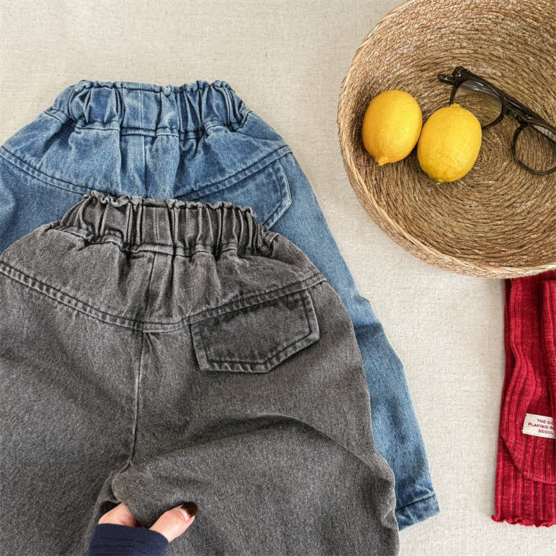 Pantaloni larghi in denim lavato per bambini piccoli - image 8