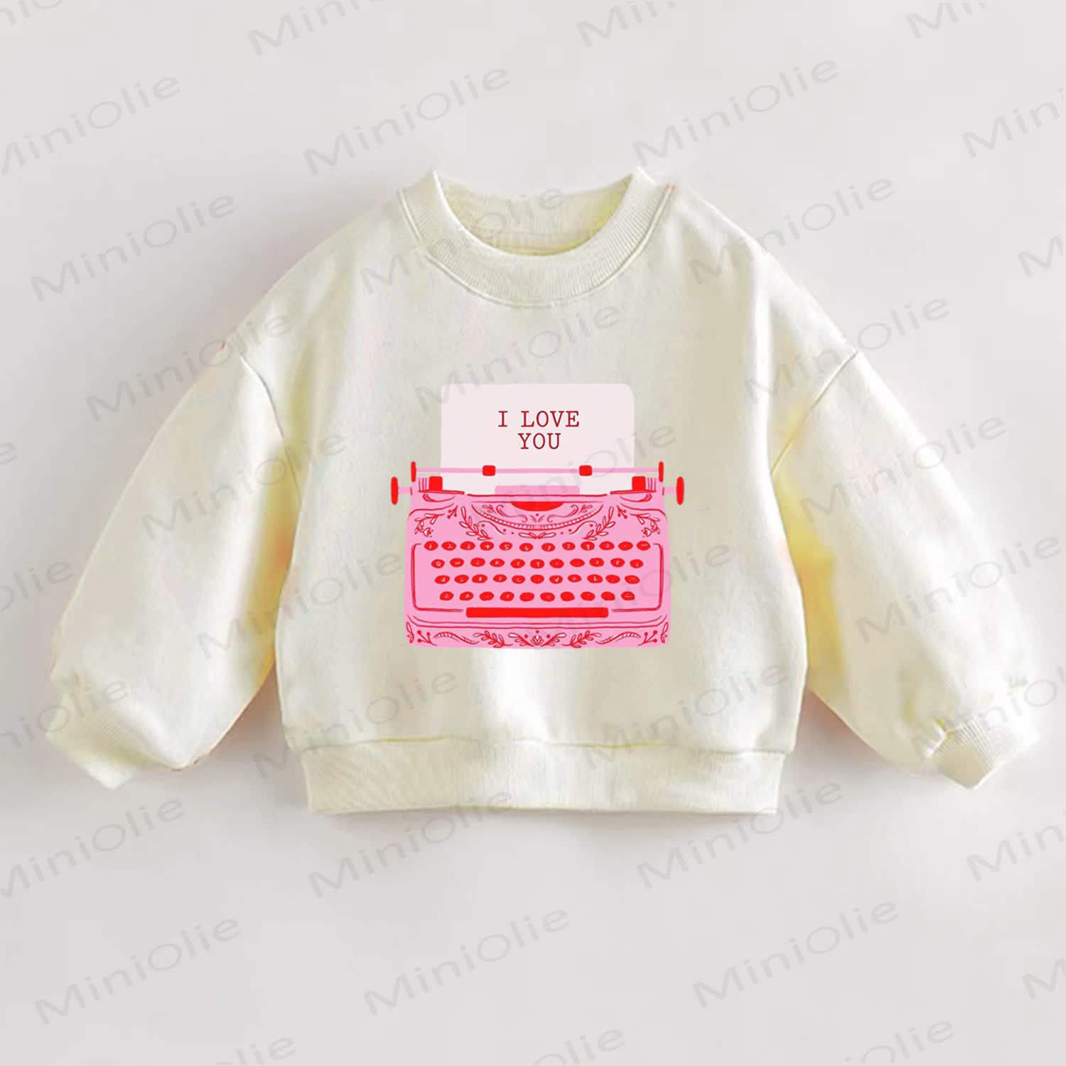 Felpa con stampa "Ti amo" per neonati e bambini piccoli con slogan a macchina da scrivere. - Crema - 3-5T - image 1