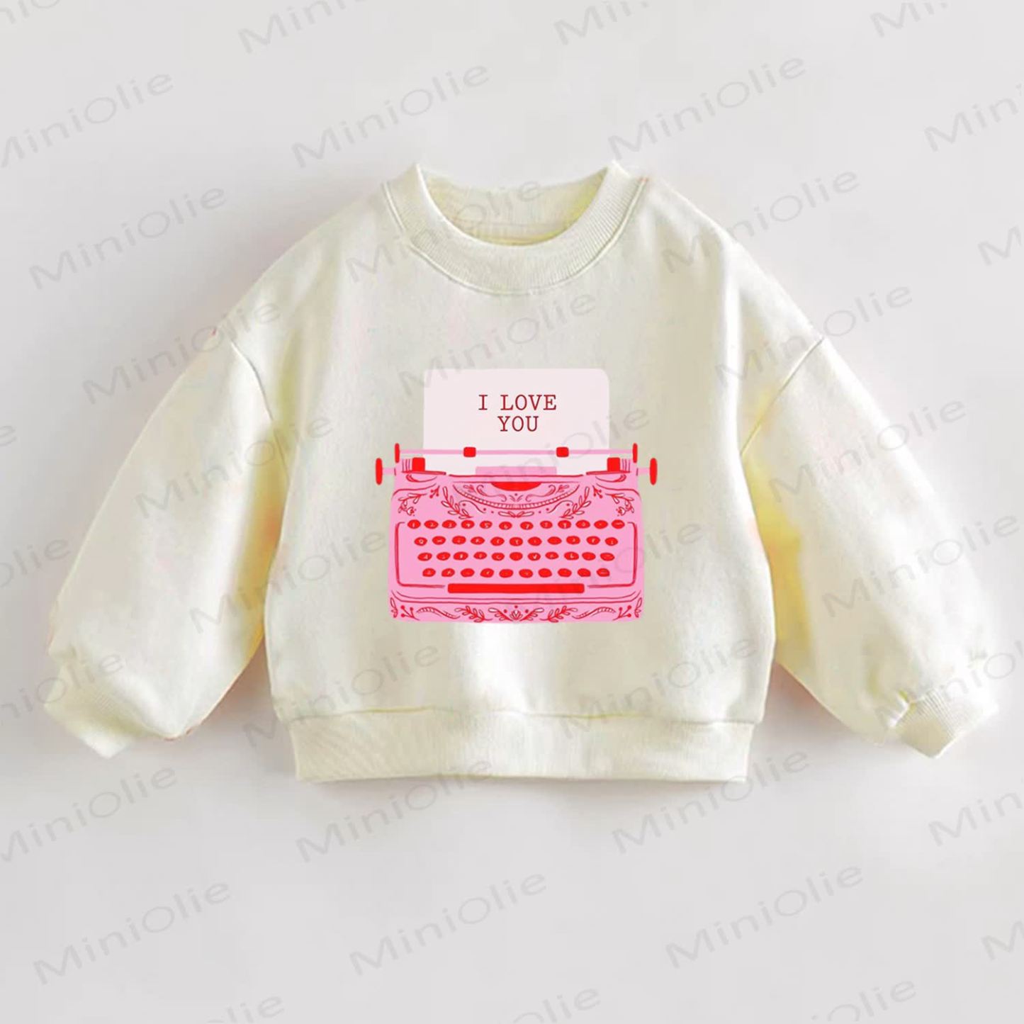 Felpa con stampa "Ti amo" per neonati e bambini piccoli con slogan a macchina da scrivere. - Crema - 3-5T - image 1