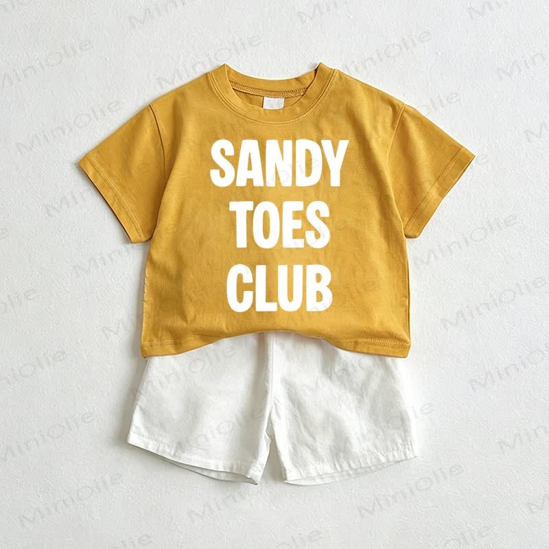 Completo da 2 pezzi per neonati SANDY TOES CLUB composto da maglietta e pantaloncini. - Giallo e bianco - 3-5T - image 1