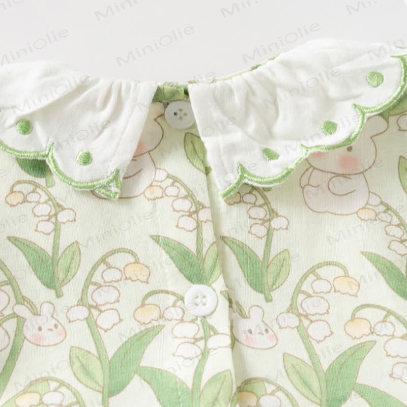 Vestitino estivo per bambina con stampa di coniglietti e fiori - image 7