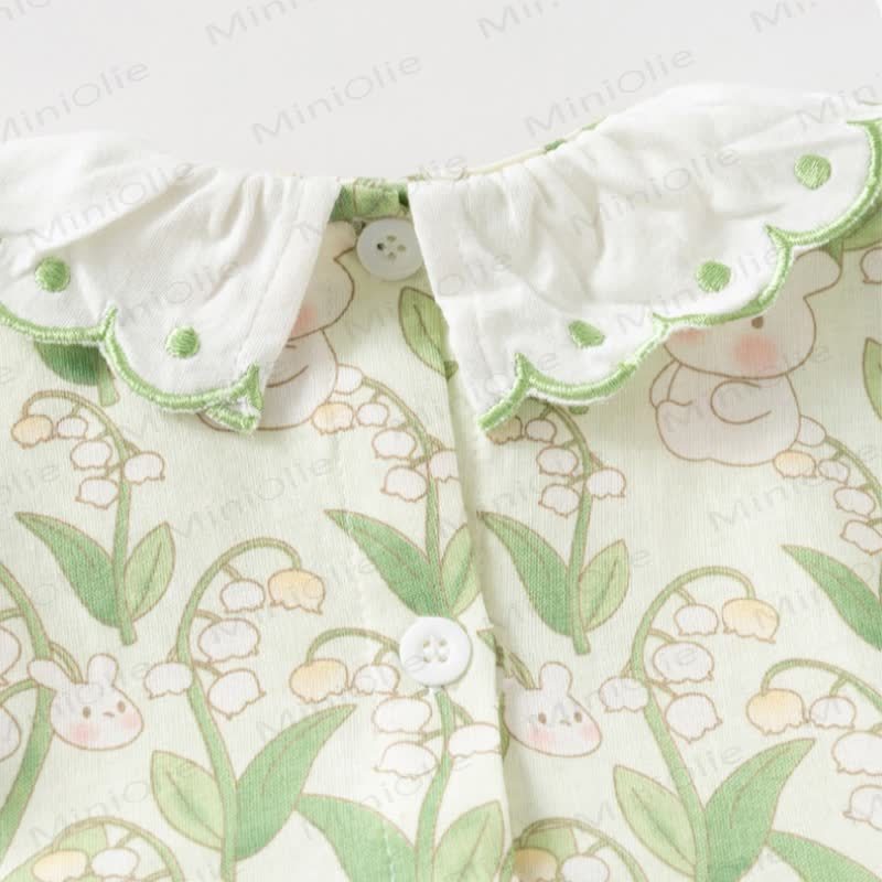 Vestitino estivo per bambina con stampa di coniglietti e fiori - image 7
