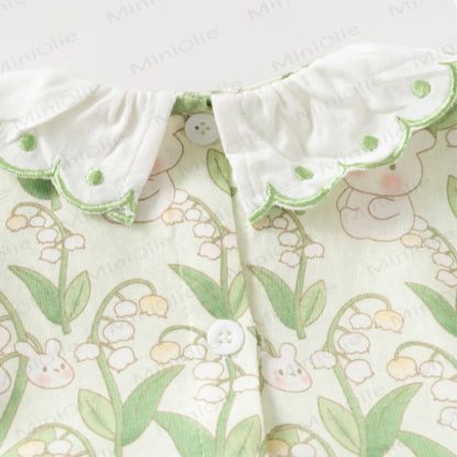 Vestitino estivo per bambina con stampa di coniglietti e fiori - image 7