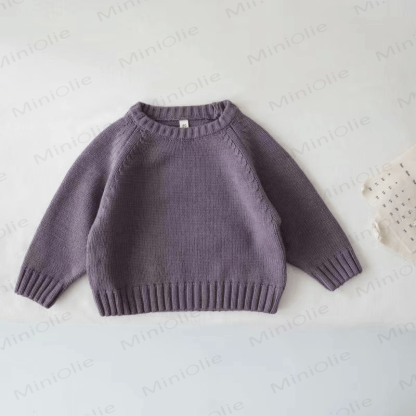 Maglione lavorato a maglia con scollo rotondo, tinta unita, per bambini - Viola - 8 anni - image 19