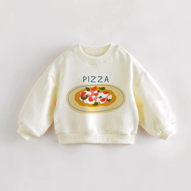 Felpa per neonati e bambini PIZZA - Crema - 3-5T - image 1