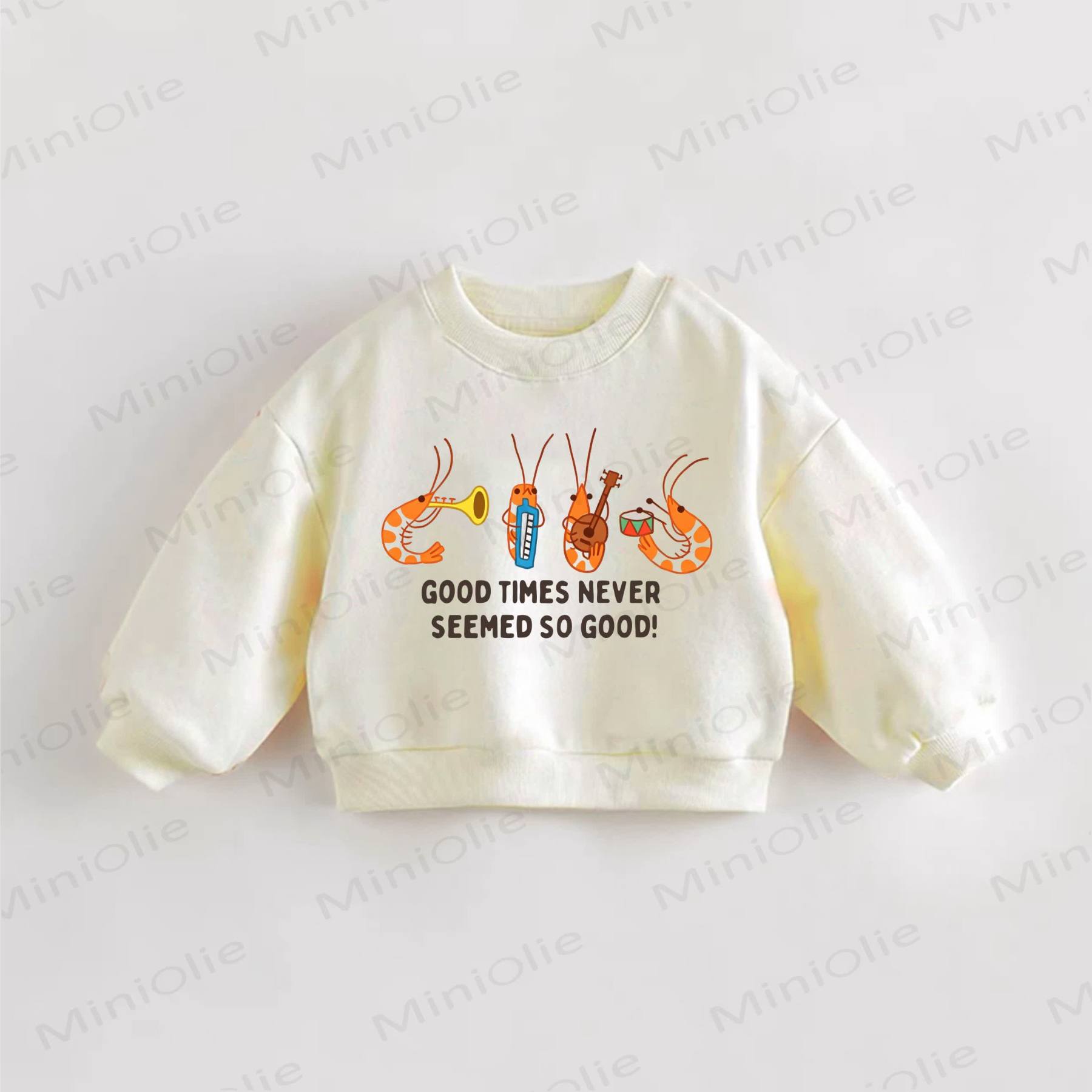 I bei momenti non sono mai sembrati così belli! Felpa Baby Toddle con stampa di gamberetti - Crema - 3-5T - image 1