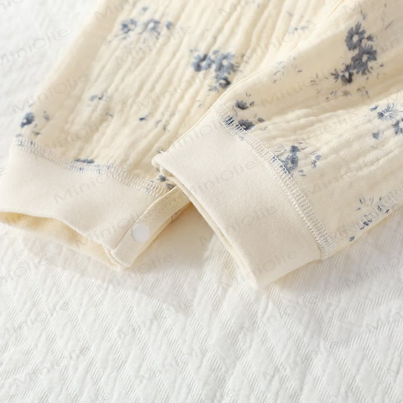 Tutina kimono beige con motivo orchidea e margherita per bambina - image 20