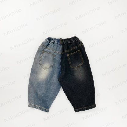 Pantaloni in denim color block per neonati e bambini - image 3