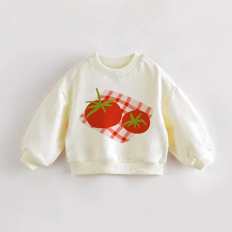 Felpa per neonati e bambini con stampa di pomodori - Crema - 3-5T - image 1