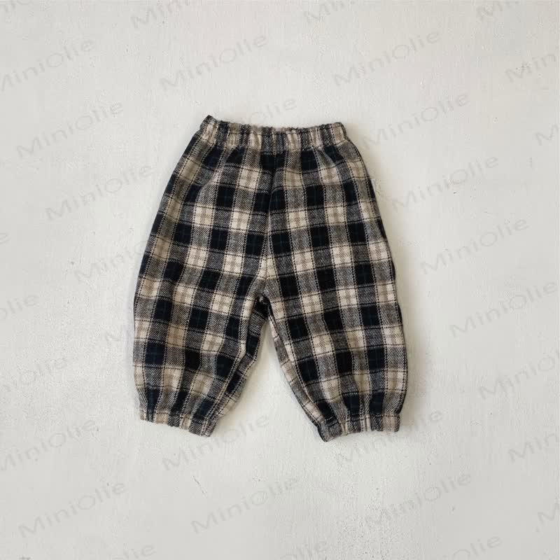Pantaloni da jogging a quadri per neonati e bambini - Plaid nero - 2-3T - image 5