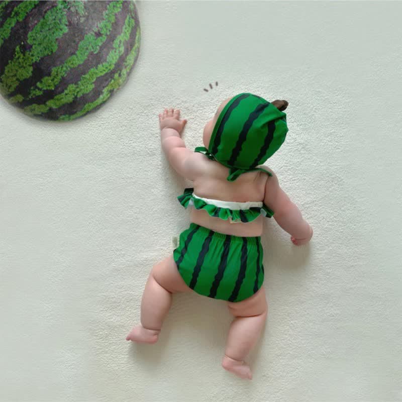 Costume da bagno anguria da bambina, 2 pezzi, con cappello - image 6
