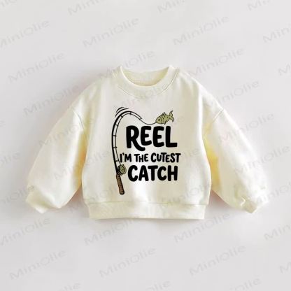 Felpa per neonati e bambini piccoli REEL I'M THE CUTEST CATCH - Crema - 3-5T - image 1