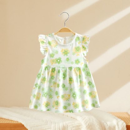 Vestito estivo da bambina con stampa e maniche a volant - Mobili verdi - 4-5T - image 4