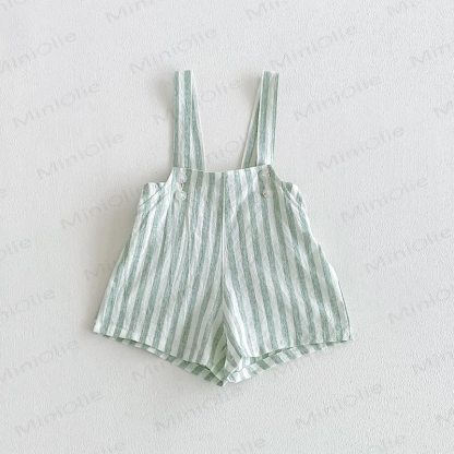 Salopette a quadri vintage per bambini - Verde - 4-5T - image 5