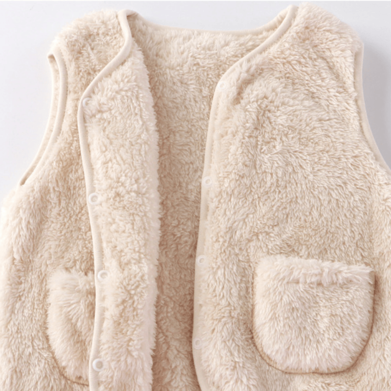 Giacca gilet in pile tinta unita per neonati e bambini - image 7