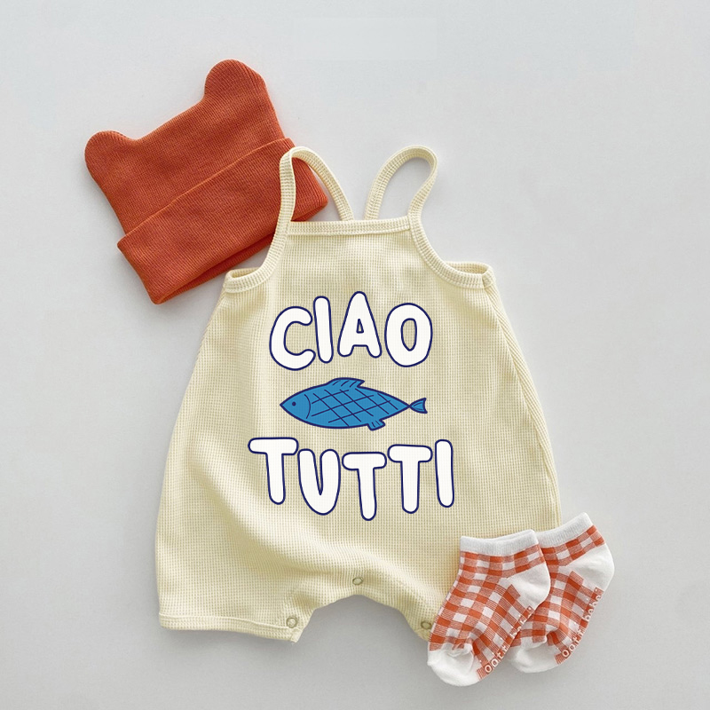 CIAO TUTTI Tutina con bretelle Baby Fish Waffle - Beige - 18-24 mesi - image 1