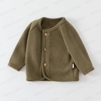 Maglione cardigan lavorato a maglia tinta unita per neonati - Verde militare - 3-5T - image 3