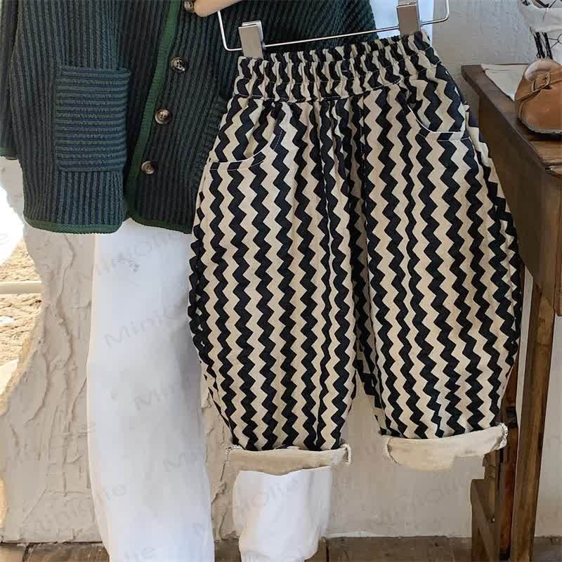 Pantaloni neri larghi a trama ondulata per bambini piccoli - image 3